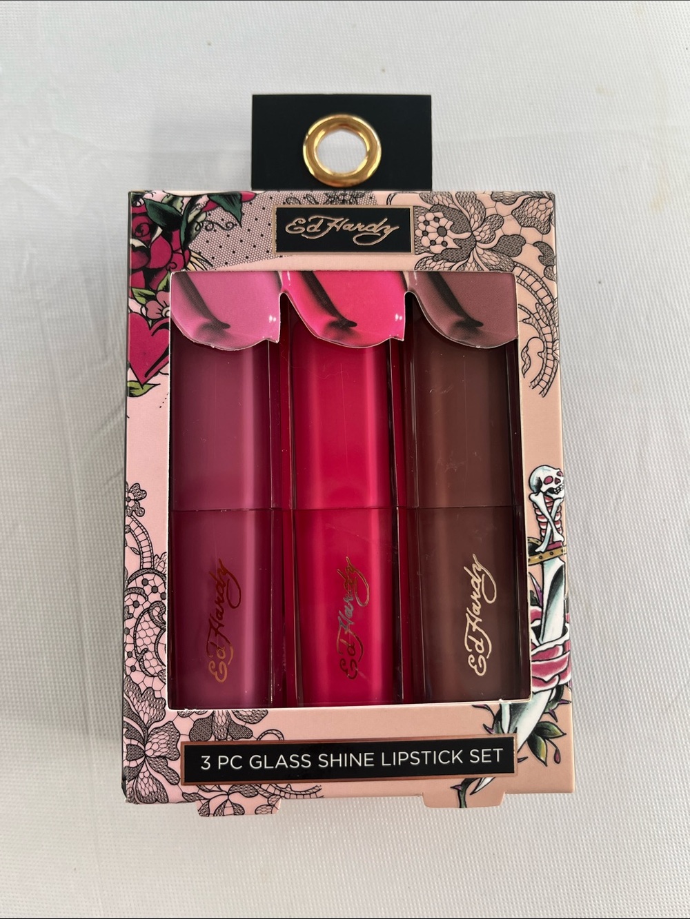 ED HARDY 3 PC Glass Shine  Lipstick Set NWT